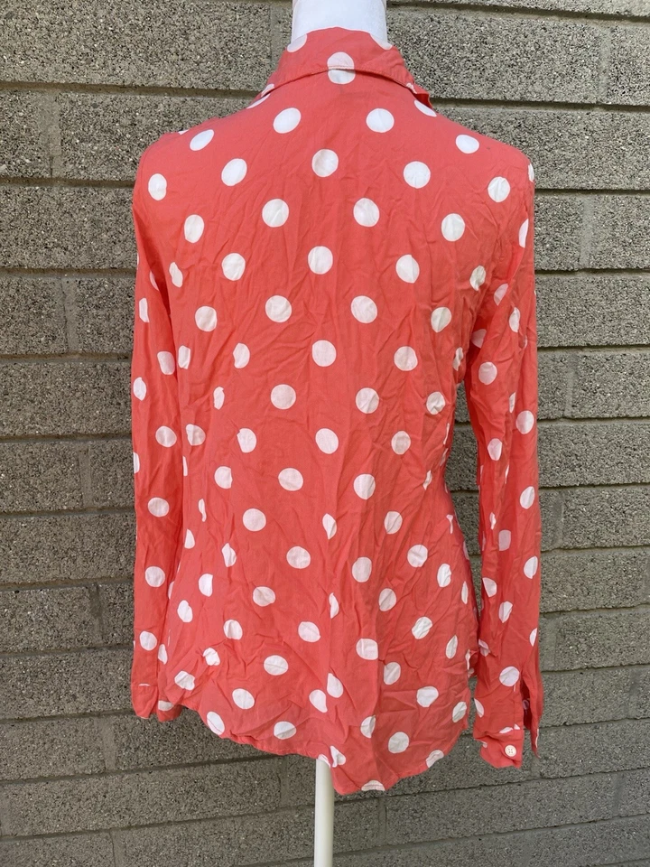Splendid Collection Pink White Polka Dot Button Up Long Sleeve Size M Ditsy Fun - Image 2 of 4