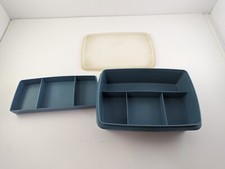 Tupperware 767-1 TUPPERCRAFT Stow  Go Organizer Craft Storage Container Blue
