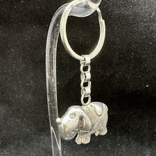 Figural Dog Keychain Silver Tone Full Body Hound Puppy Novelty Key Ring
