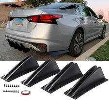 Rear Bumper Diffuser Trim Fin Spoiler Lip Wing Splitter Black For Nissan Altima