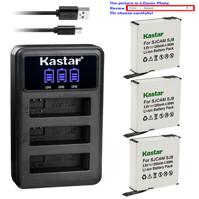 Kastar Battery Triple USB Charger for SJCAM SJ8 Star 4K HD Action Sport Camera