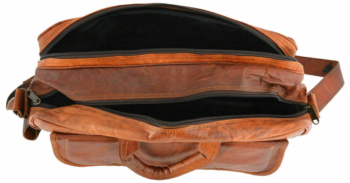 Borsa A Tracolla Donna In Pelle Vintage - Stile Messenger/Tote Marrone, Fatta A Mano In India, Cinturino Regolabile