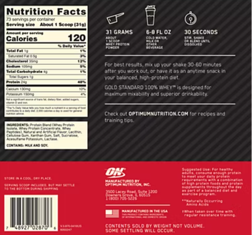 GOLD STANDARD 100% WHEY Protein Powder