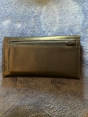 New Vintage Black Princess Gardner Cowhide Leather Slimline Trifold Wallet - Picture 2 of 14