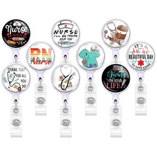 9 Pcs Funny Badge Holder Retractable Reel Cute Nursing Badge Holders with All...
