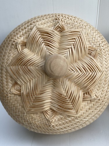 Vintage Thai Handmade Natural 100% Bamboo Filler Food Cover Home Decor Size 12 " - Picture 2 of 36