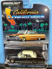 1/64 GREENLIGHT CALIFORNIA LOWRIDERS 1973 CADILLAC COUPE DeVILLE BLACK TAN TOP
