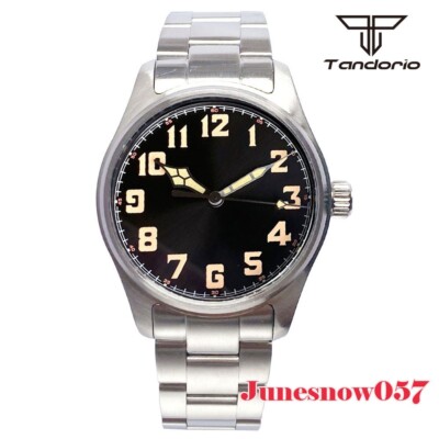 41mm Tandorio Blue Dive Automatische Armbanduhr Männer Wasserdicht Nh35AA Movt 3,8 Krone Flache Saphir Professionelle Taucher