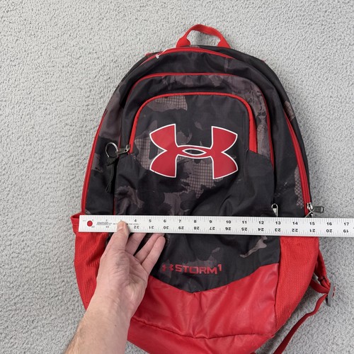 Under Armour Storm 1 Backpack Red Zippers Pockets School Kids Child Boy Girl - Picture 16 of 17