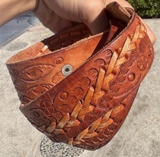 Mens Leather Belt Made in Mexico with Stitching Patter Size 36 Men s Belt