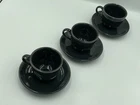 Fiesta ware Slate Gray Cups & Saucers (lot of 3) Homer Laughlin EUC
