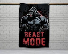 Beast Mode Gorilla Flag - Motivational Gym Decor for Home  Garage