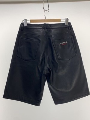 Supreme 24SS Baggy Leather Shorts, 30, Plain Black, Sheep Material