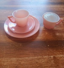 Vintage Hazel Atlas Little Hostess Moderntone Platonite 9 Pc Glass Tea Set