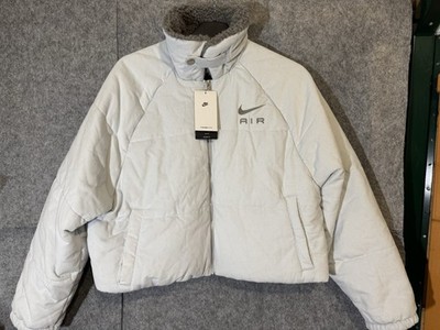 Nike Air Therma-Fit Damen XL Cord Winter Puffer Jacke Grau/Off White