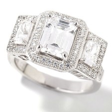 925 Sterling Silver 2.26ctw White CZ 3-Stone Ring, Size 7