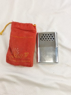Vintage JON-E Hand Warmer With Original Bag Standard Sz Stainless Steel Aladdin