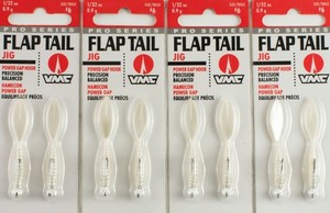 (LOT OF 4) VMC FLAP TAIL JIG 1/32OZ FGRJ132PRLW PEARL WHITE.      FREE SHIPPING