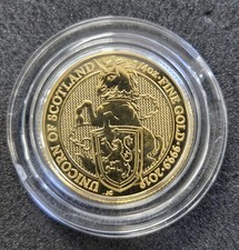 2018 Queen’s Beasts The Unicorn of Scotland £25 Gold Coin. 1/4oz 999.9 Gold