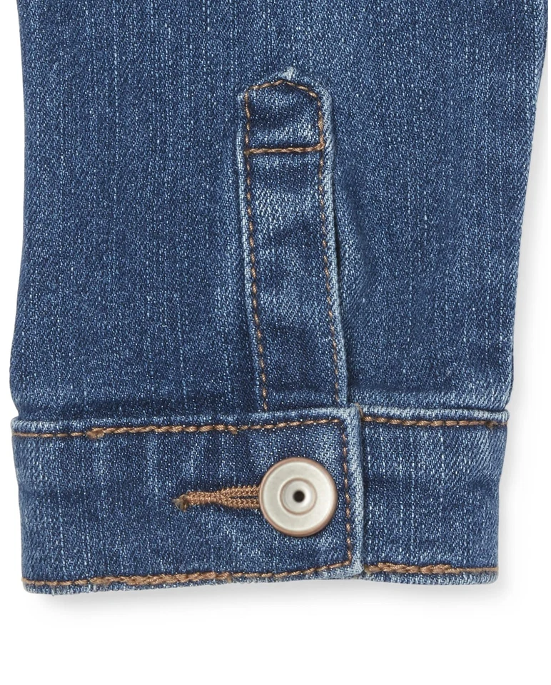 Chaqueta vaquera básica para niñas lavado azul grande EE. UU. Foto 4 de 4