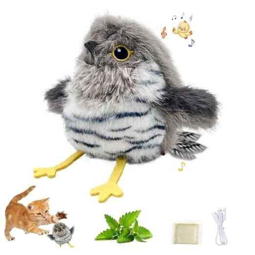 Interactive Cat Toys for Indoor Cats – Flying Bird Cat Toy, Flapping Bird gray