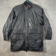 Vintage 90s Y2K Colebrook Leather Field Barn Coat M Biker Moto Dad Streetwear