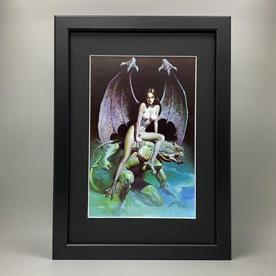 INKUBUS VON BORIS VALLEJO 1981, GERAHMT VINTAGE EROTISCH FANTASY KUNST. MIRAGE.