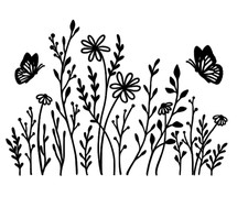 Boho Wildflowers  Butterflies Vinyl Decal Sticker Car Truck Window Mirror Art