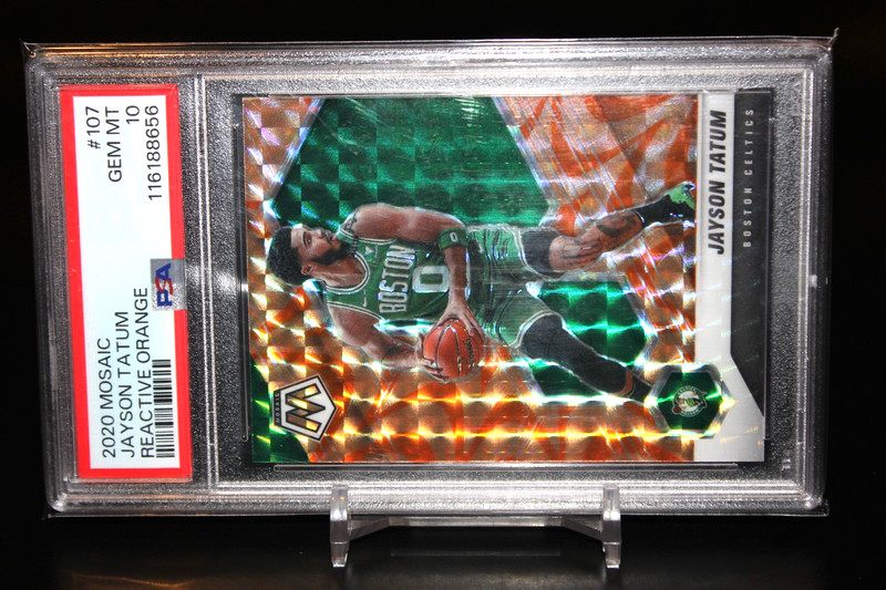 2020 Panini Mosaic Jayson Tatum #107 Reactive Orange PSA 10
