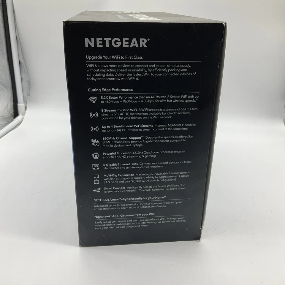 Netgear Nighthawk Tri-Band 8-Stream AX6200 WiFi 6 Router (RAX78-100NAS) - Image 4 of 4