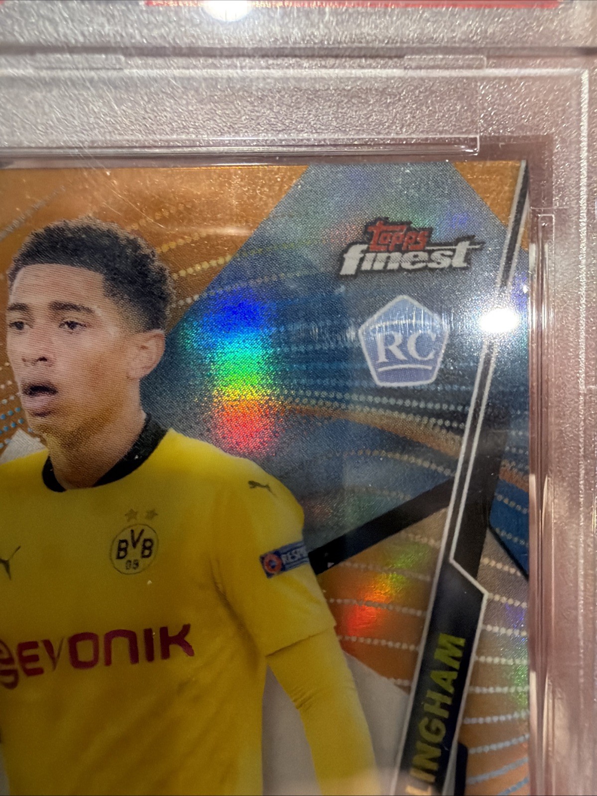JUDE BELLINGHAM RC Auto /25 - 2020 Topps Finest UCL Orange Refractor (PSA 9) view 3