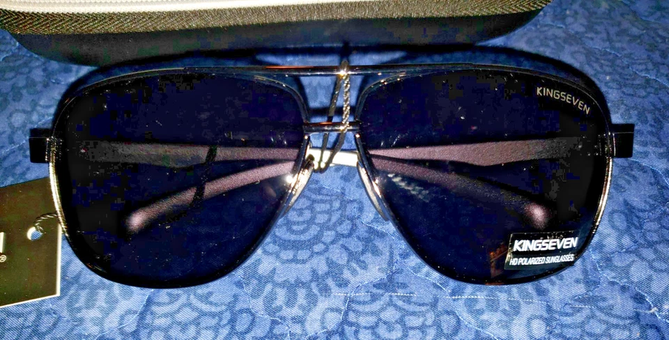 Gafas de sol de aviador Kingseven para hombre Gunmetal con lentes marrones Foto 2 de 4