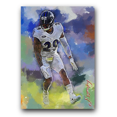 Earl Thomas #2 Art Card Limited 9/50 Edward Vela Signed (Baltimore Ravens)
