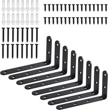 Yeqqzq Black Shelf Brackets, Wall Mounted, 4.9x2.9x0.78 in, 90 Degree L Shelf