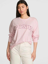 PINK Victoria's Secret PINK Womens Logo Crewneck Pullover Sweatshirt M Pink