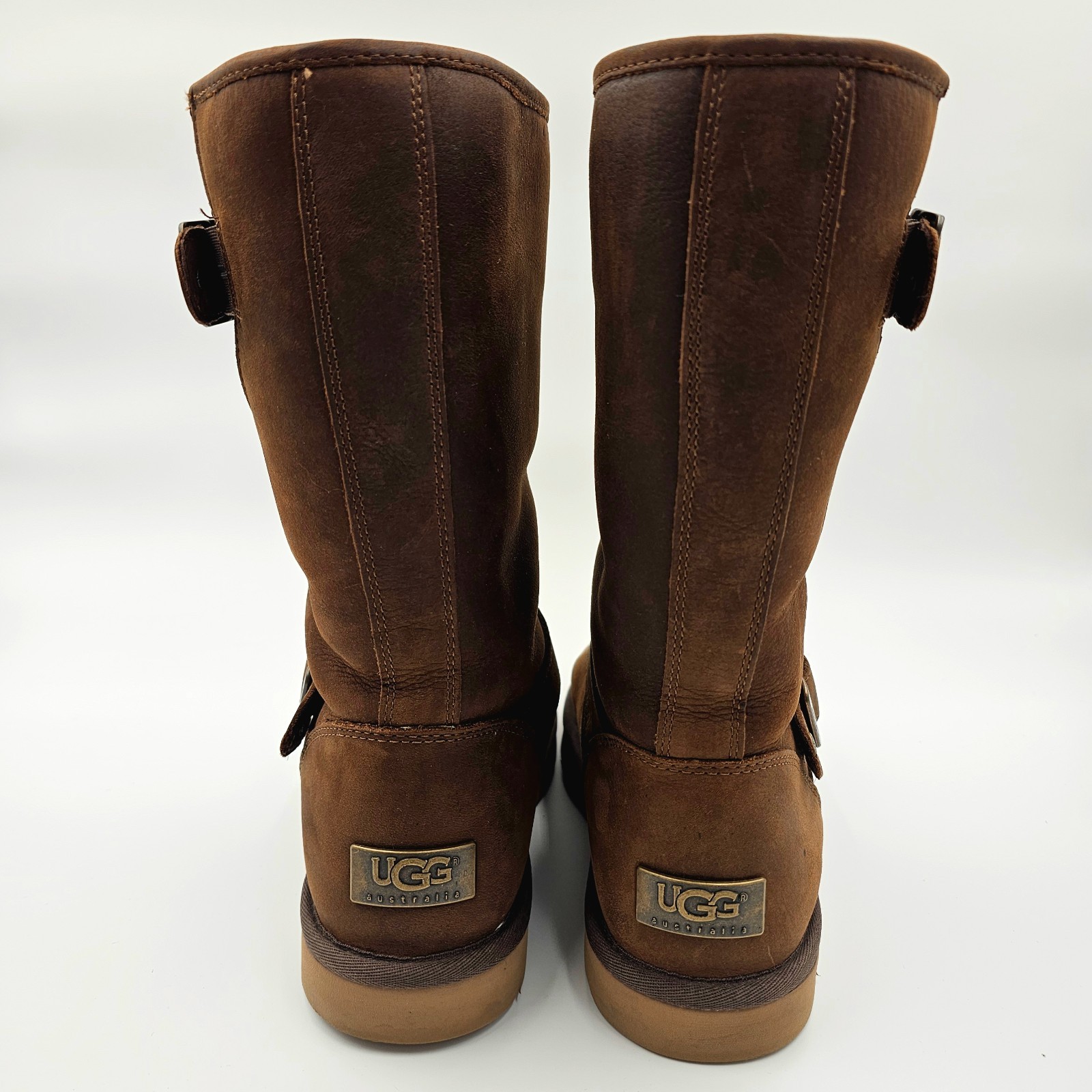 UGG Sutter Moto Brown Leather Winter Boots 1005374 Women's Size 8 image 5