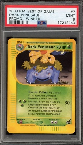 Pokemon Dark Venusaur Best of Game Winner Promo #7 PSA 9 Mint