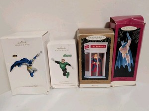 Hallmark Keepsake Ornament Lot Of 4. Superheroes! Superman Phone Booth