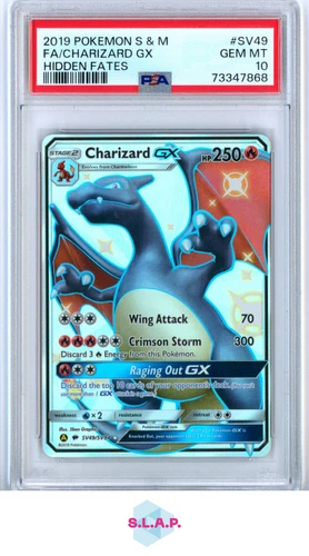 CHARIZARD GX POKEMON SV49 2019 HIDDEN FATES FULLART SHINY ENGLISH PSA 10