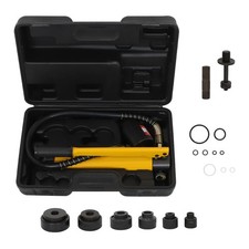 10 Ton 1/2 Inch - 2 Inch Hydraulic Knockout Punch Driver Tool Kit With 6 Dies