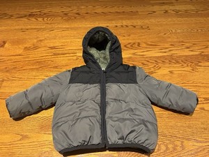 Baby Gap Winter Jacket 18-24 Mo Hooded Zip Black Gray Coldcontrol Max Reversible
