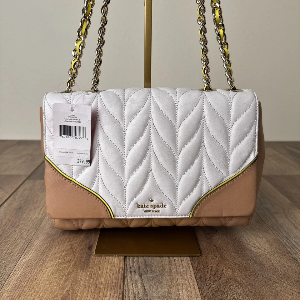 Kate Spade Briar Lane Quilted Emelyn Shoulder Crossbody Bag Colorblock White NWT - Image 2 of 4