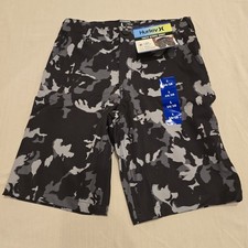 New With Tags Hurley Youth Boys Size L 14/16 Black Gray Camo Hybrid Shorts