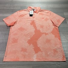 NEW Adidas Flowr Mesh Polo Shirt Mens XL Orange Floral Golf Performance Stretch