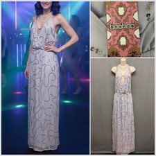 NEW Boohoo Lilac Plunge Neck Sequinned Maxi Dress UK 14 EUR 42 Stunning