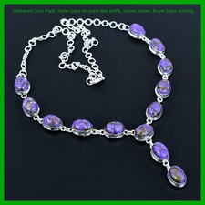 Oferta de San Valentín 925 Plata Cobre Charoite Piedra Cadena Tercer Ojo Chakra Collar