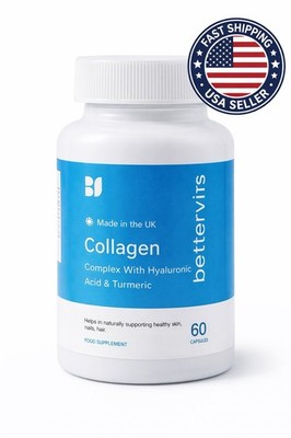 BetterVits Collagen Complex 60 Caps Hyaluronic Acid Turmeric Skin Hair Nails