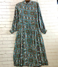 FatFace Dress Shirt Boho Floral Paisley Long Sleeve Button Front Maxi UK 10