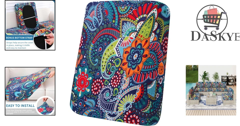 Fundas de cojín de sofá estampadas florales - lavables y resistentes al agua, tamaño pequeño Foto 2 de 4