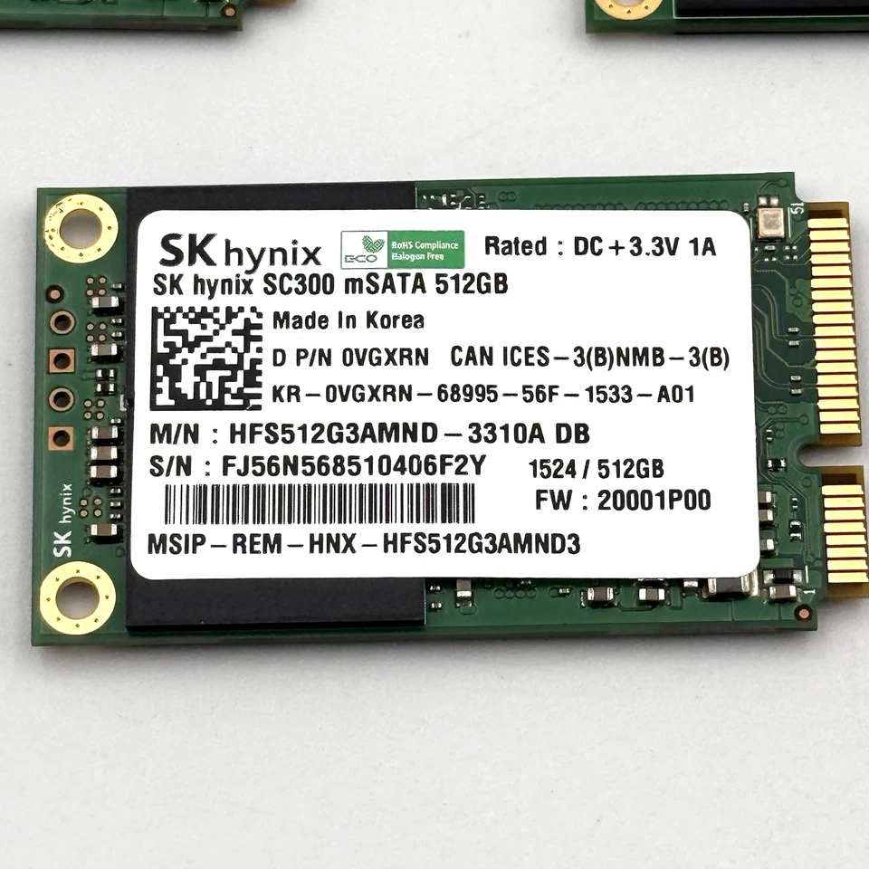 Lot of 5 - SK Hynix SC300 512GB mSATA Mini PCI-E SSD HFS512G3AMND-3310A 0VGXRN - Image 2 of 3